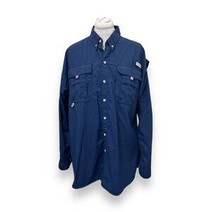 Columbia Bahama Mens Navy Blue Omni-Shade Long Sleeve Shirt XLT